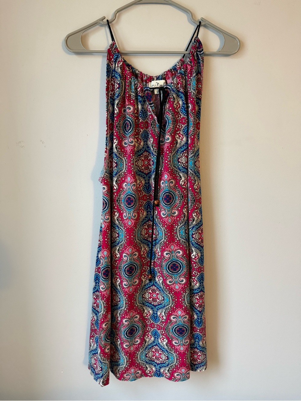 Simply Noelle Paisley Sleeveless Sundress MIDI Dress Hippie Boho Pink Blue L XL
